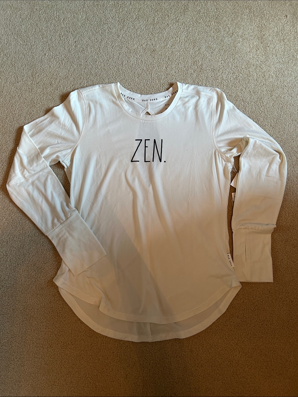 Rae Dunn White Graphic Tee with Printed Label